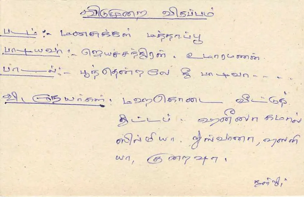 Sri Lanka — Cartão postal com selo de 75 centavos — destinado ao diretor da seção tamil da Sri Lanka Broadcasting Corporation - Verso