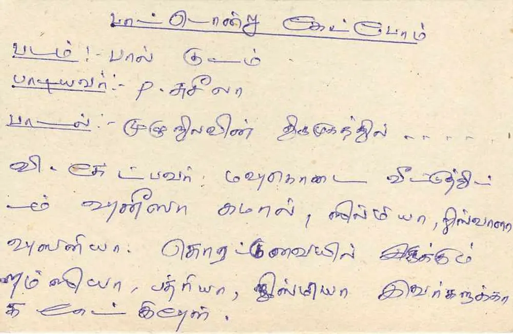 Sri Lanka — carta postal com selo de 75 centavos — destinada à seção tamila da Sri Lanka Broadcasting Corporation - Verso