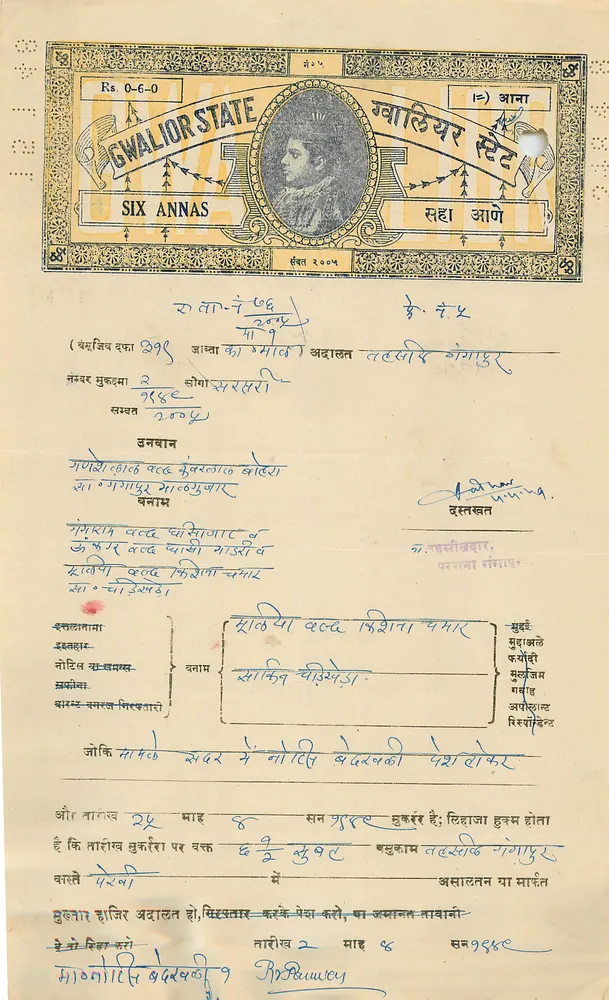 Gwalior State — Six Annas — Éditeur non visible - Vorderseite
