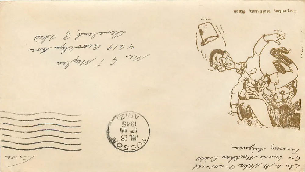 Carpenter, Hollaton, Mass. — Karikatur eines Mannes, dem das Kopf abgerissen wird — Verlag unbekannt - Vorderseite