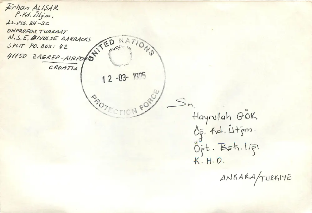 Ansichtskarte von der UNPROFOR in Split, Kroatien — 12-03-1995 — kein Verlag oder Seriennummer sichtbar - Vorderseite