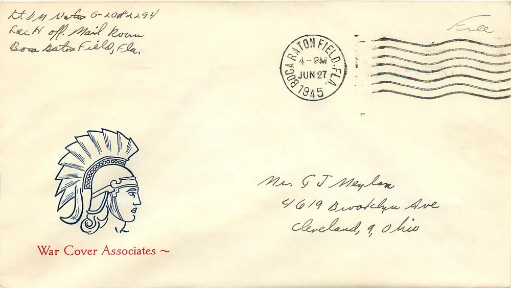 Boca Raton Field, Florida — Militärschreiben aus dem Jahr 1945 — War Cover Associates - Vorderseite