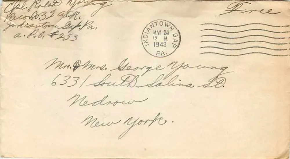 Indiantown Gap — antieke ansichtkaart verzonden naar New York — onbekende uitgever, serie-nummer niet zichtbaar - Voorkant