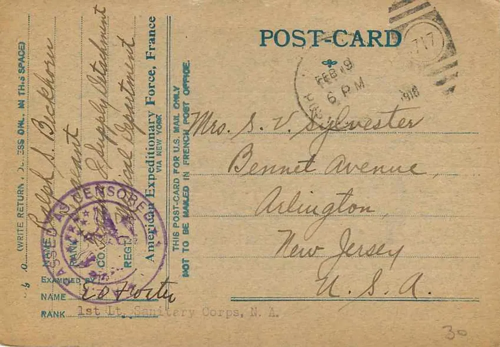 Germont — Soldado em serviço ativo — American Expeditionary Force - Verso