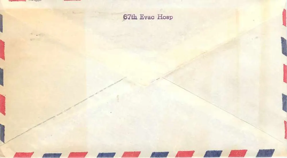 67th Evacuation Hospital — 67th Evac Hosp — Army Air Force Postal Service - Back