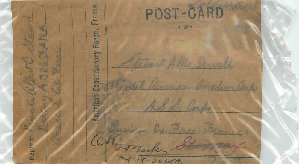 यूएमसीए पोस्टकार्ड — अमेरिकी अभियान बल — फ्रांस में सेवा — 1918 - आगे