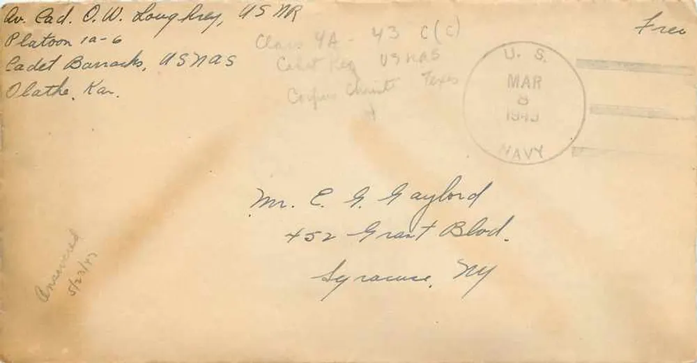 Barracche dei Cadetti, USN AS — Olathe, Kansas — U.S. Navy - Recto