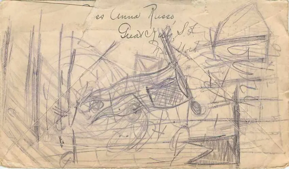 Desenho abstrato — Nova Iorque — editor desconhecido, número de série não visível - Verso