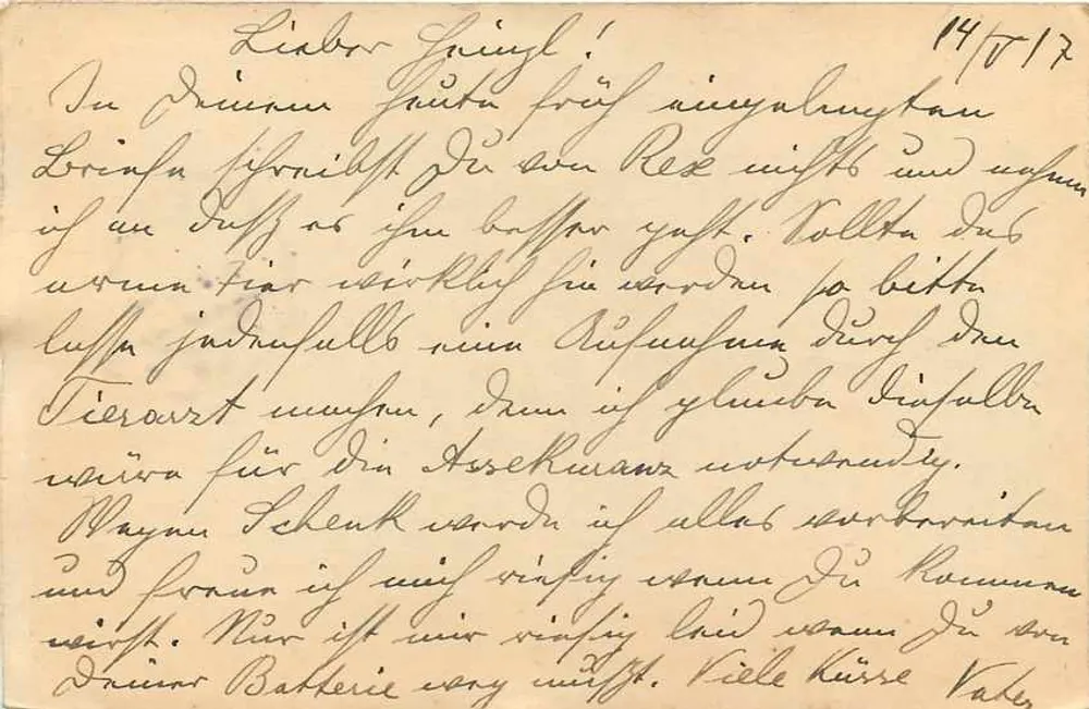Feldpostkorrespondenzkarte — Feldpost 431 — Wien, 14.V.17 - Back