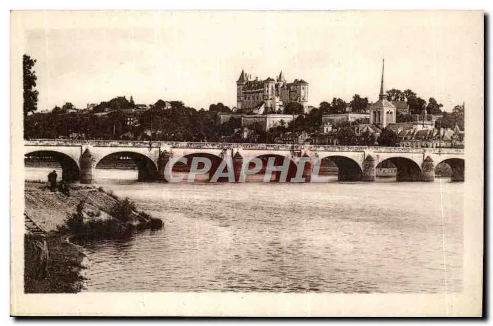 Saumur — Ansicht des Brückens, des Schlosses und der Kirche Saint-Pierre — C° des Arts Photomécaniques, Paris - Vorderseite