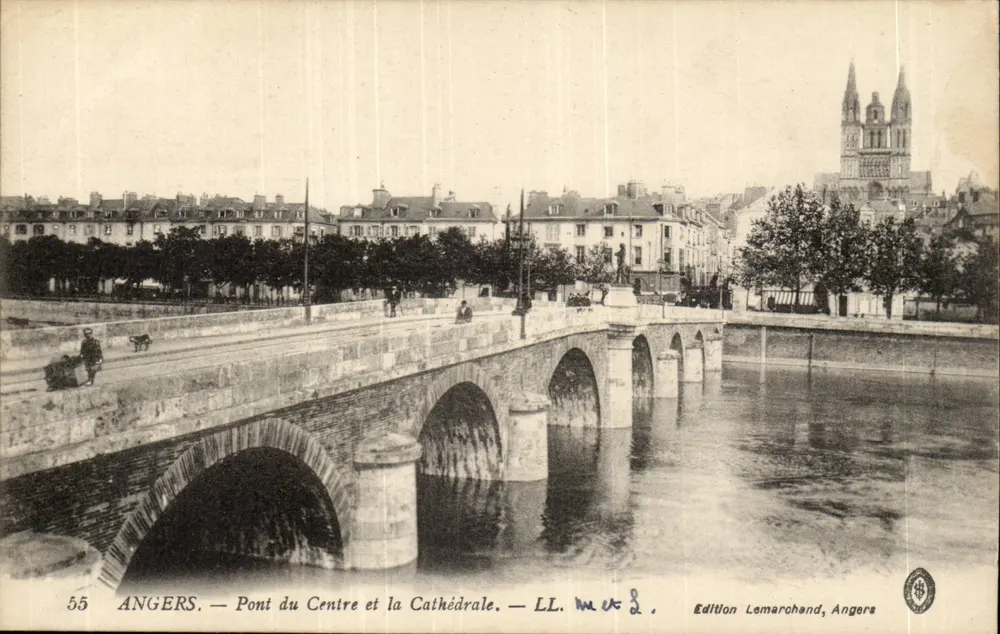 Angers — Puente del Centro y la Catedral — Edición Lemarochand, Angers - Anverso