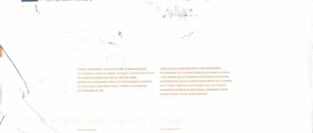 Toronto — cidade capital financeira — editor Canada Post - Verso
