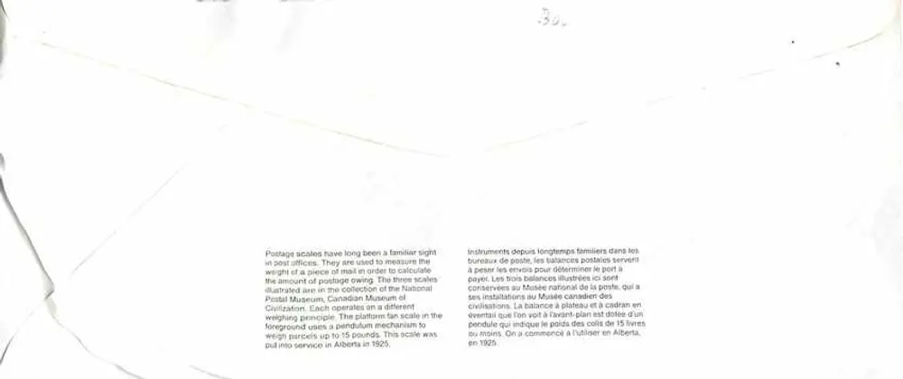 Balances postales — Musée canadien des postes — éditeur non visible - Verso