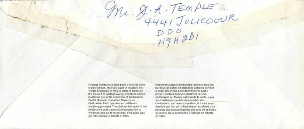 Balances postales — Musée national des civilisations — éditeur non visible - Verso