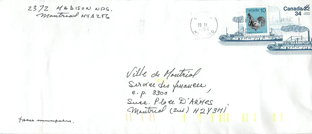 Vapor Barrington — serviço postal nos lagos — Canada Post 1964 - Frente