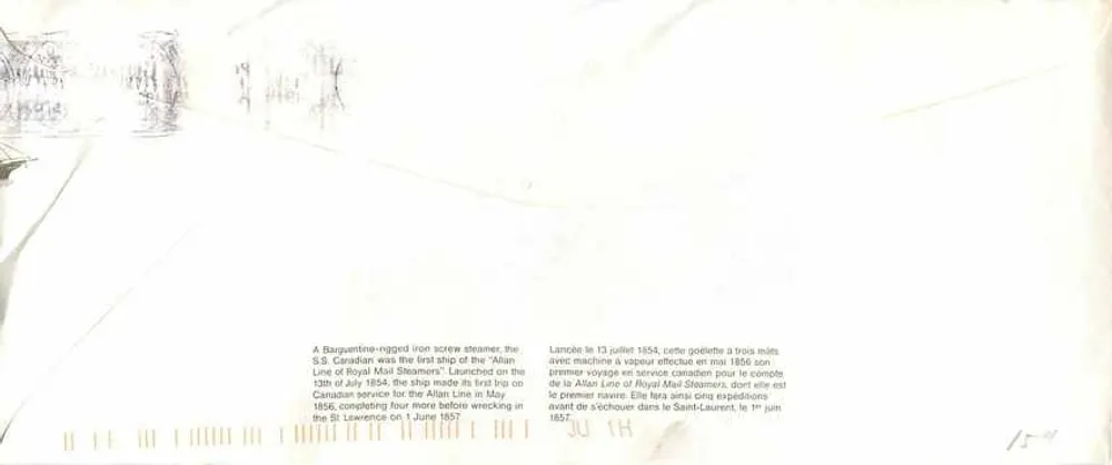 S.S. Canadien — primeiro navio a vapor da linha Allan — editor Canada Post - Verso