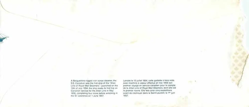 S.S. Canadian — first steamship of the Royal Mail Line — publisher Postal Code - Back