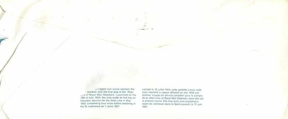 O S.S. Aranduan — primeiro navio a vapor da Royal Mail Steamers — editor Canada Post - Verso