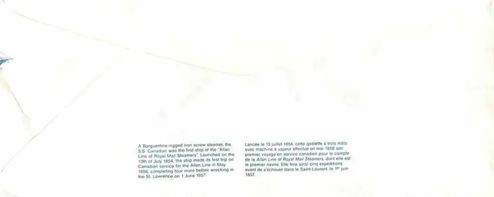 S.S. Canadian — primeiro navio a vapor da Royal Mail Steamers — editor Canada Post - Verso
