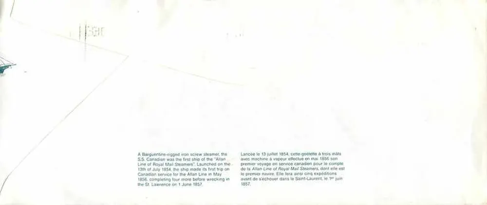 S.S. Canadian — eerste stoomboot van de Allan lijn — uitgever Postal Co. Canada - Achterkant