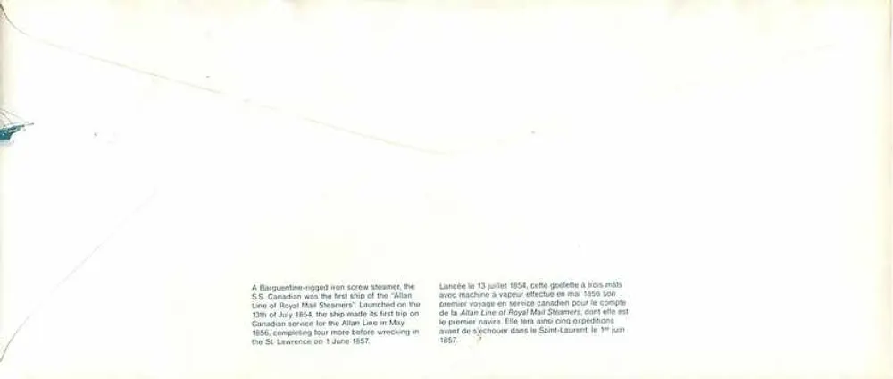 S.S. Canadian — premier navire à vapeur de la Royal Mail Steamers — éditeur Canada 38 - Verso