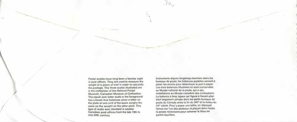 Balancinhas postais — Museu Canadense das Civilizações — Canada Post - Verso