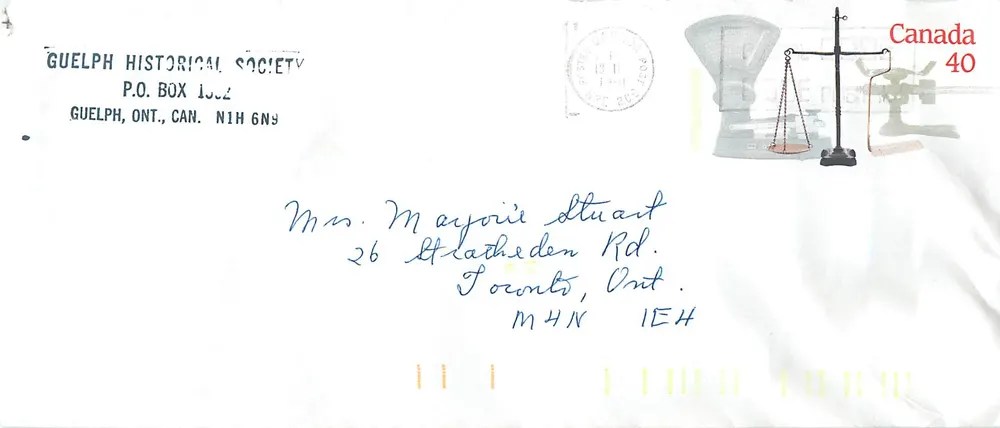 Bilance postali — Museo canadense delle civiltà — Guelph Historical Society - Recto
