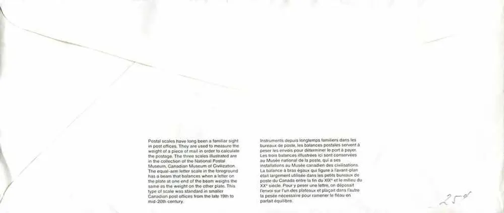 Bilance postali — Museo nazionale del Canada — Guelph Historical Society - Verso
