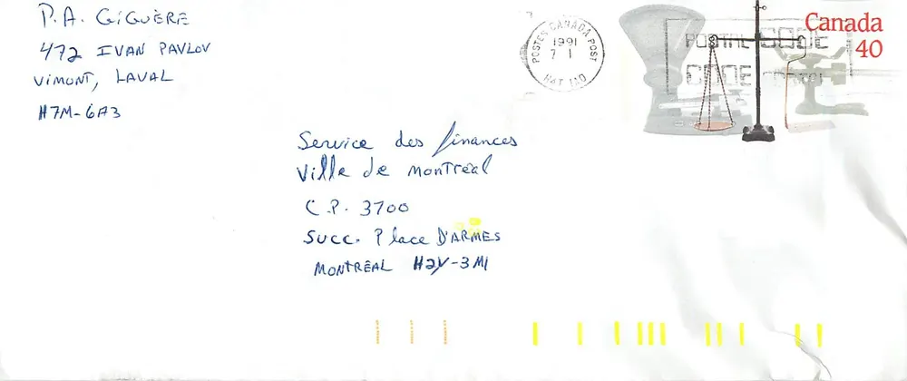 Bilance postali — Museo canadense delle civiltà — Canada 1991 - Recto