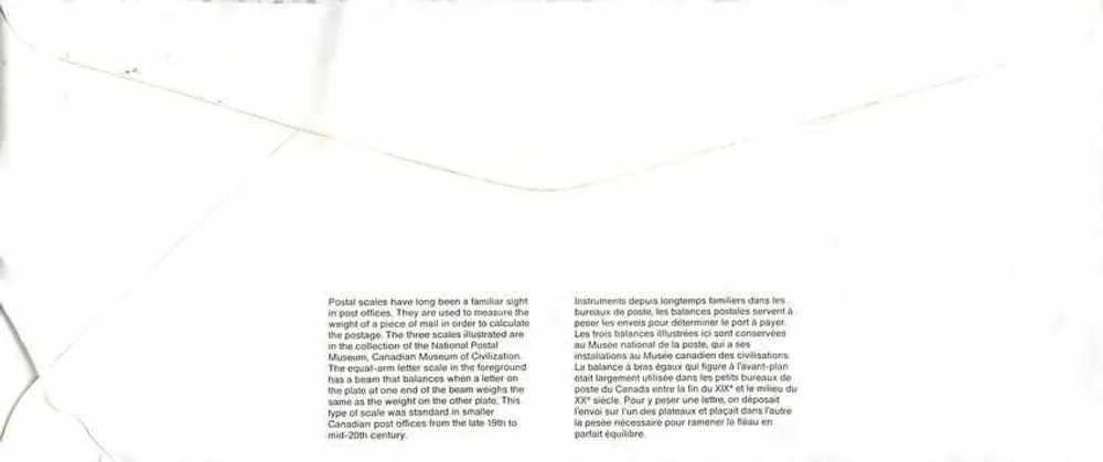 Bilance postali — Museo canadense delle civiltà — Canada 1991 - Verso