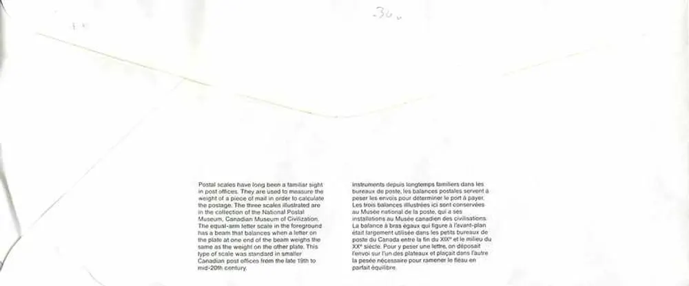 Balancinhas postais — Museu Nacional das Correios — Canada Post - Verso