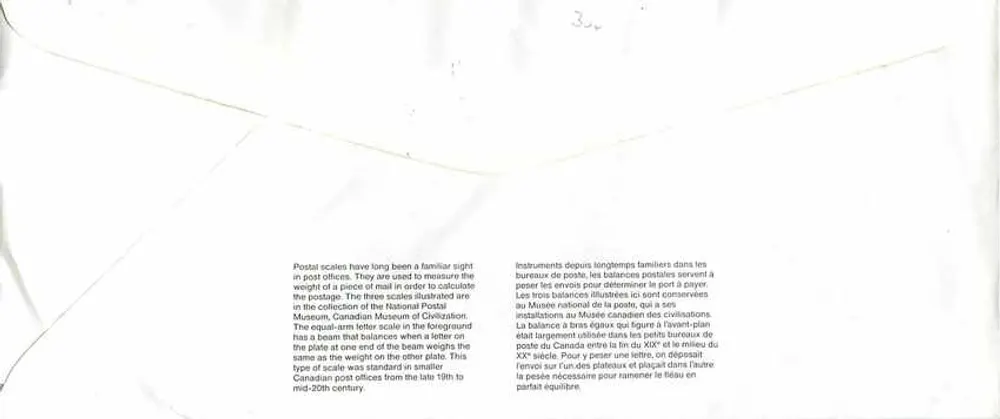 Bilance postali — Museo canadense delle civiltà — Poste Canada - Verso