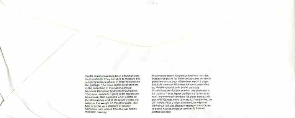 Balancinhas postais — Museu Canadense dos Correios — Canadá - Verso
