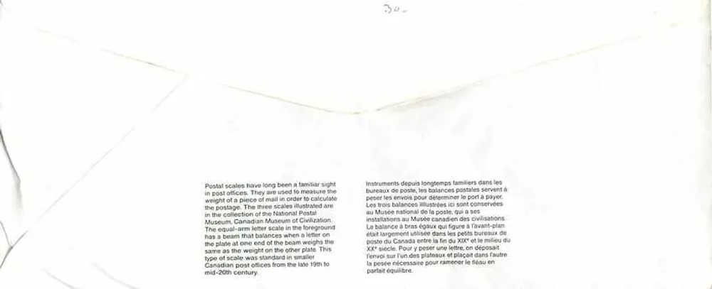 Balancinhas postais — Museu Canadense da Civilização — Editor Bernard Bourgoing, Quebec - Verso