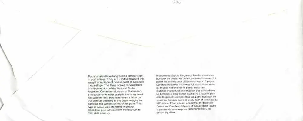 Balances postais canadenses — Museu Nacional dos Correios — editor não visível - Verso