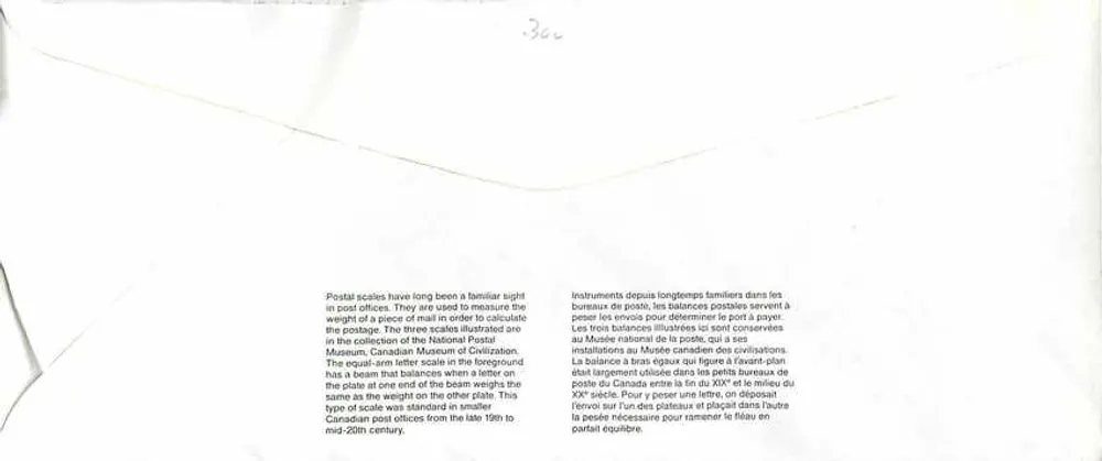 Balancinhas postais — Museu Canadense de História — Canadá 40 - Verso