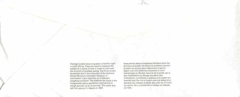Balancinhas postais — Museu Canadense da Civilização — editor: Canada Post - Verso