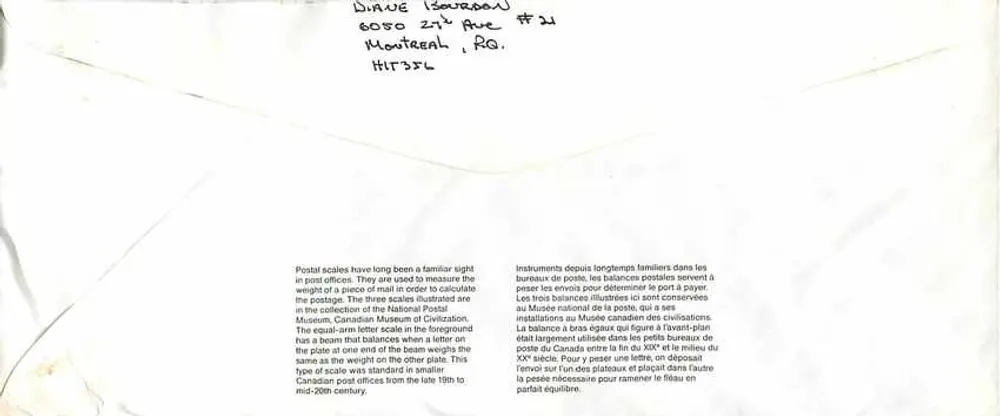 Balancinhas postais — Museu Canadense da Civilização — Canadá 40 - Verso