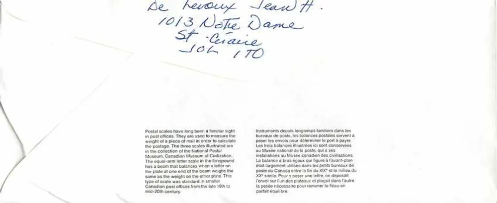 Balances postales — Musée national du Canada — Éditeur non visible - Verso