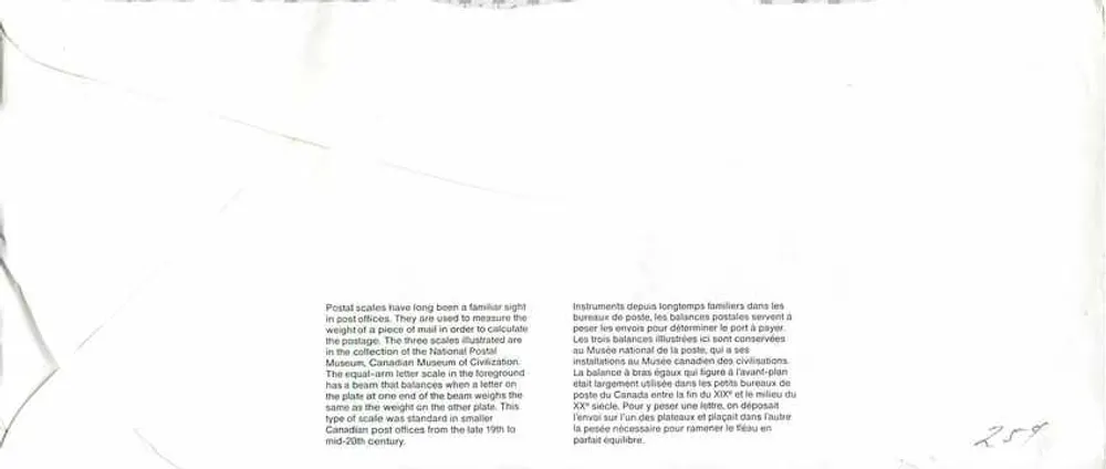 Bilance postali — Museo canadense della civiltà — Canada 1992 - Verso