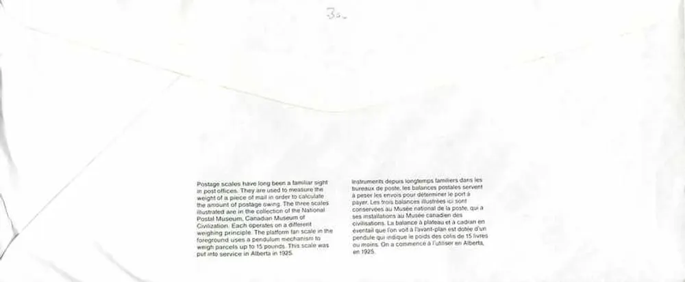 Balances postais — Museu Canadense da Civilização — editor não visível - Verso