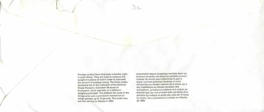 Balancinhas postais — Museu Canadense das Civilizações — editor Canada Post - Verso