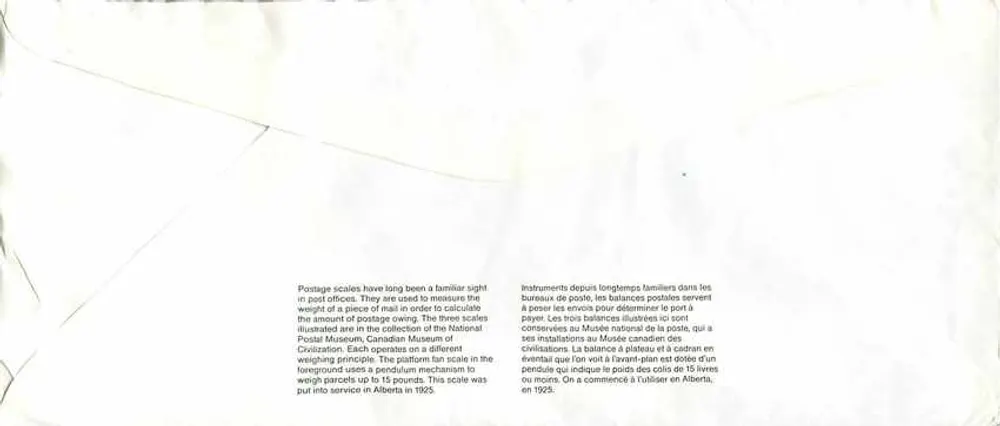 우체국 철저저울 — 캐나다 우체국 박물관 — 출판사: 캐나다 우체국 - 뒷면