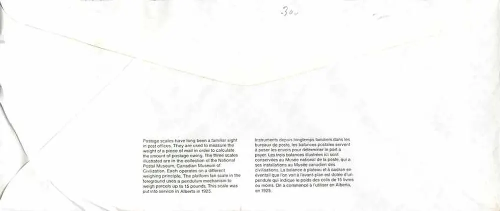 Balanas postais — Museu Canadense das Civilizações — editor não visível - Verso