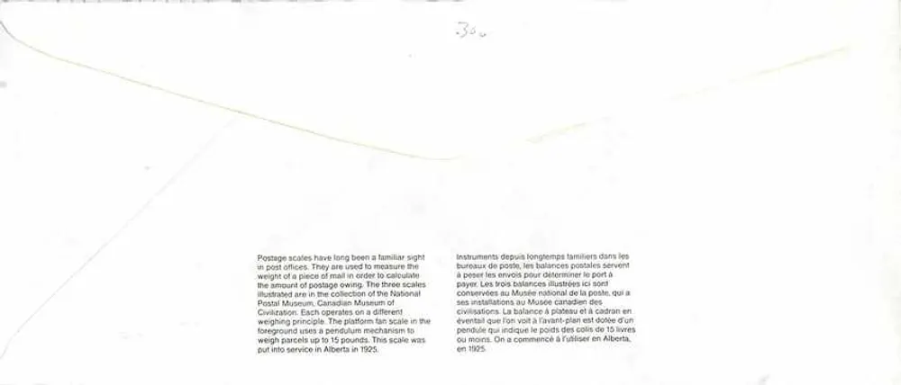 Balancinhas postais — Museu Canadense da Correios — editor DANTON, n° 39 - Verso