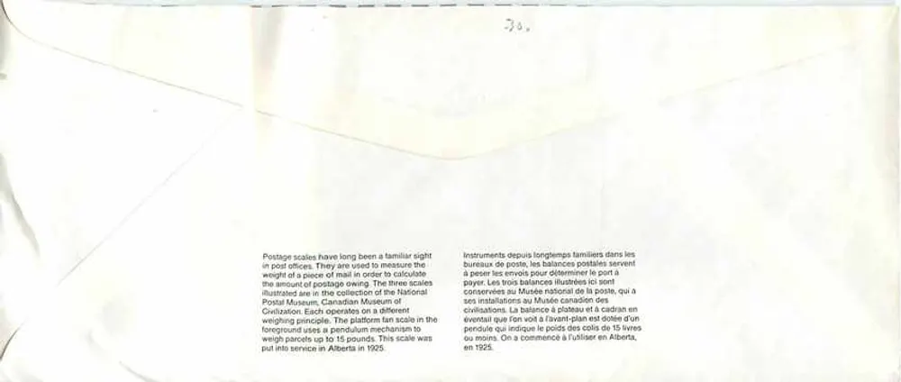 Balancinhas postais — Museu Canadense de Comunicações — editor Canada Post - Verso