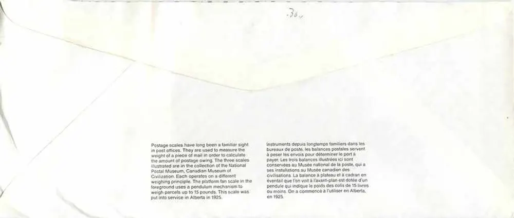 Balances postais — Museu Canadense das Comunicações — Canadá 39¢ - Verso