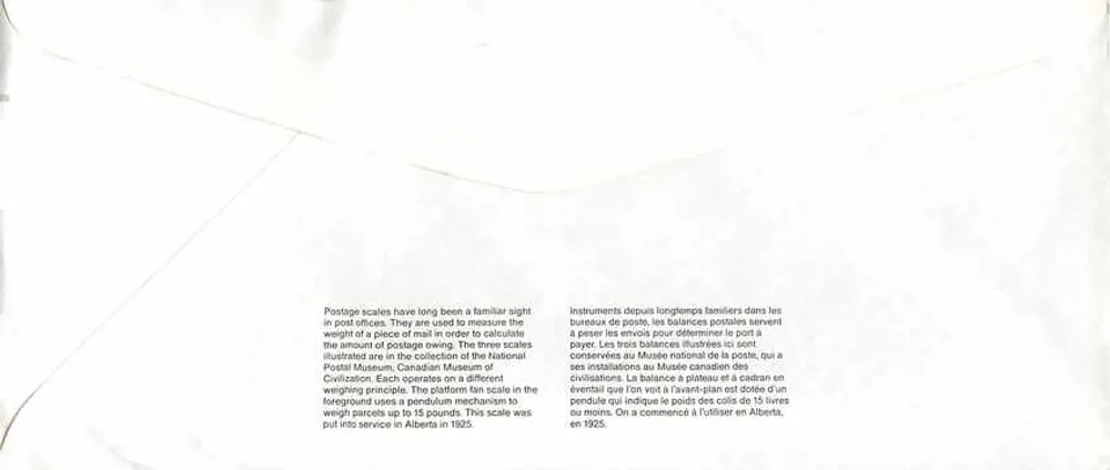 Balanzas postales — Museo canadiense de las civilizaciones — Editor: Canadian Postal Museum - Reverso