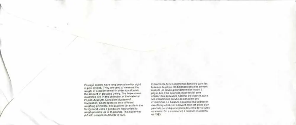 Balancinhas postais — Museu Canadense das Civilizações — Editor: Canada Post - Verso