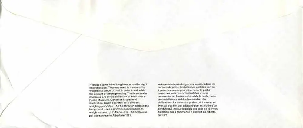 Balanzas postales — Museo canadiense de las civilizaciones — editor Dayton - Reverso